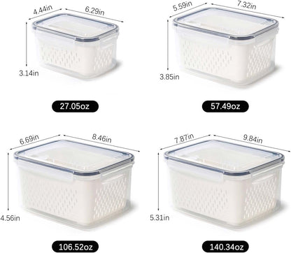 Frutas y Verduras Frescas Set x4 Contenedores para Nevera